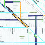 Bike network map focused on Milwaukee Avenue